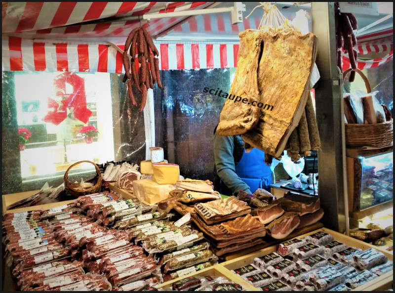 Dried meat stall at Nuremberg Easter Market