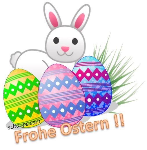 cute Easter bunny from Scitaupe.com wishingFrohe Ostern from Us to You Frohe Oster!