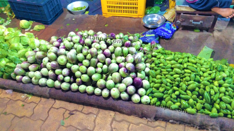 Curry Specials for sale. Starting from left: Cabbage, Brinjal or Egg Plant, Pointed Gourd or Potol